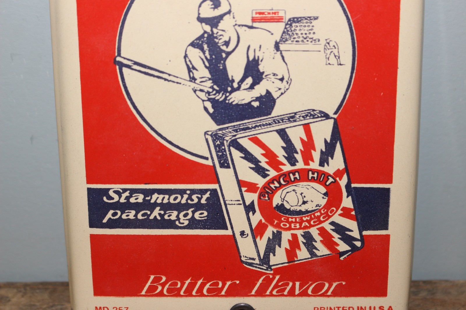 Vintage Pinch Hit Chewing Tobacco Baseball Babe Ruth Door Push Porcelain Sign