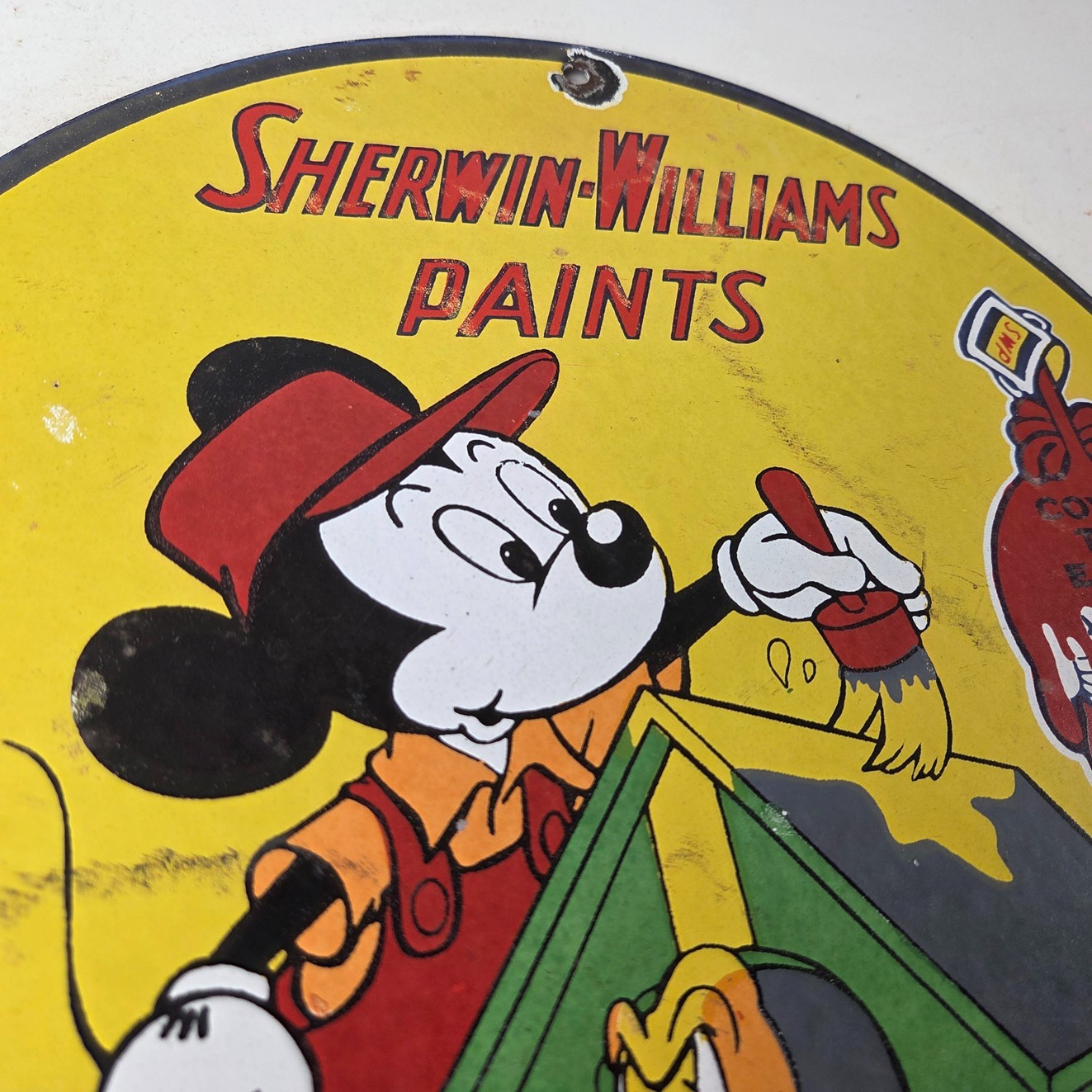 Vintage Sherwin Williams Sign – Paint Brush Painting Gas Pump Porcelain Sign