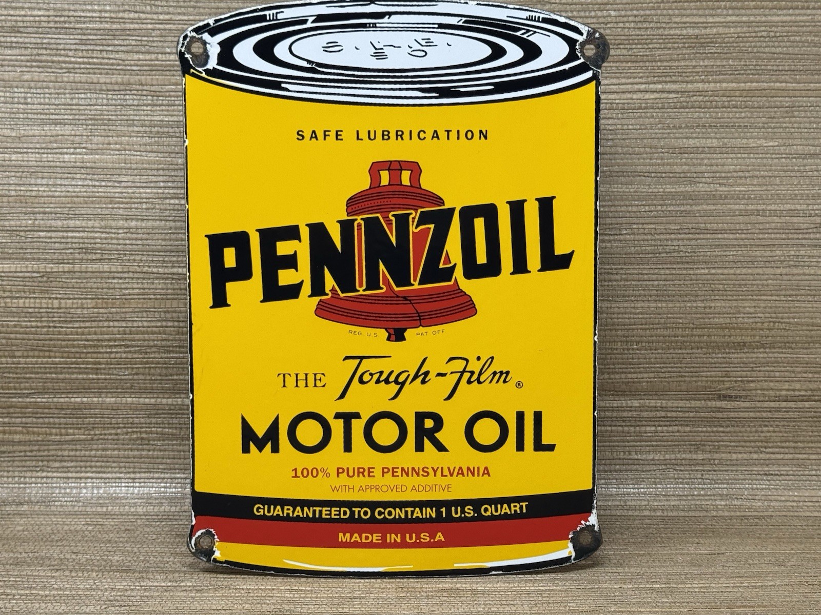 VINTAGE PENNZOIL MOTOR OIL PORCELAIN SIGN GASOLINE SERVICE STATION PUMP PLATE