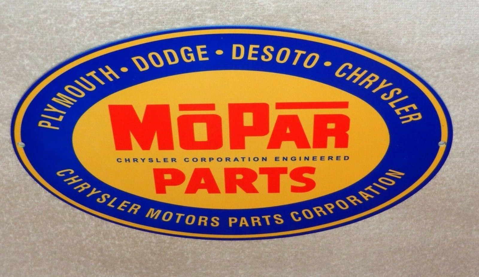 VINTAGE MOPAR PARTS CHRYSLER DODGE PLYMOUTH 1′ METAL CAR TRUCK GASOLINE OIL SIGN