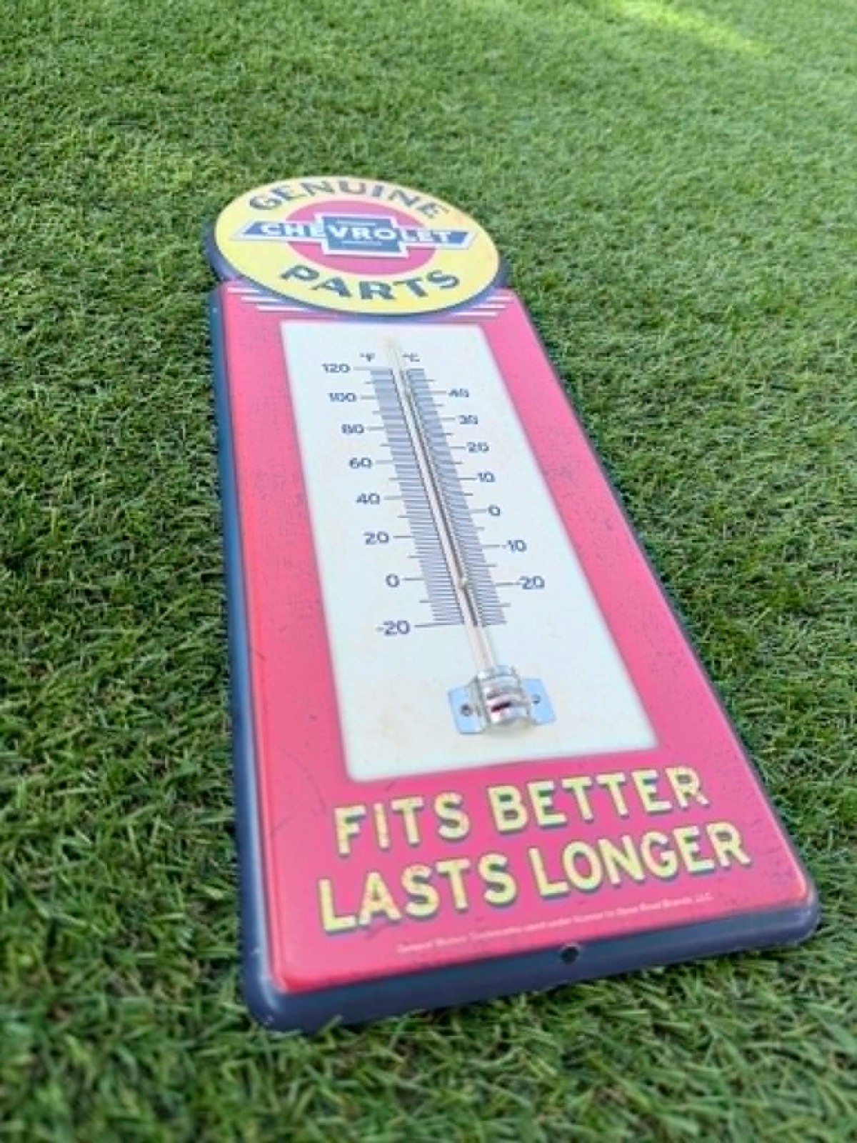 Chevrolet Metal Thermometer 13 By 4 Inches Raised Letters Gas, Mancave, Shop