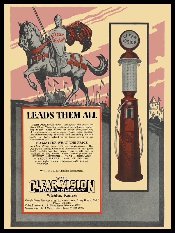 1929 Style Clear Vision Gas Pumps, Wichita KS New Sign: 18×24″ USA STEEL XL Size