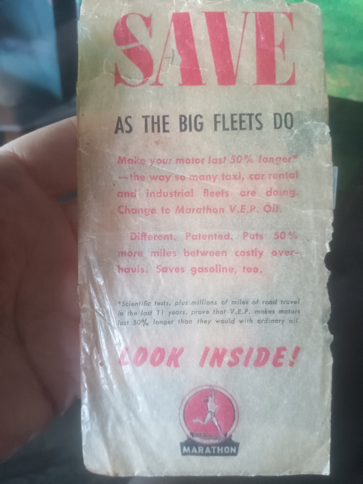 3 Marathon V.E.P. Oil advertisement car & truck “cards”