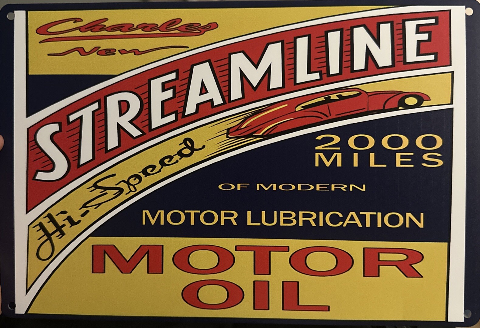 Metal Sign Streamline Motor Oil 9×12 Rustic Mancave Garage OG3