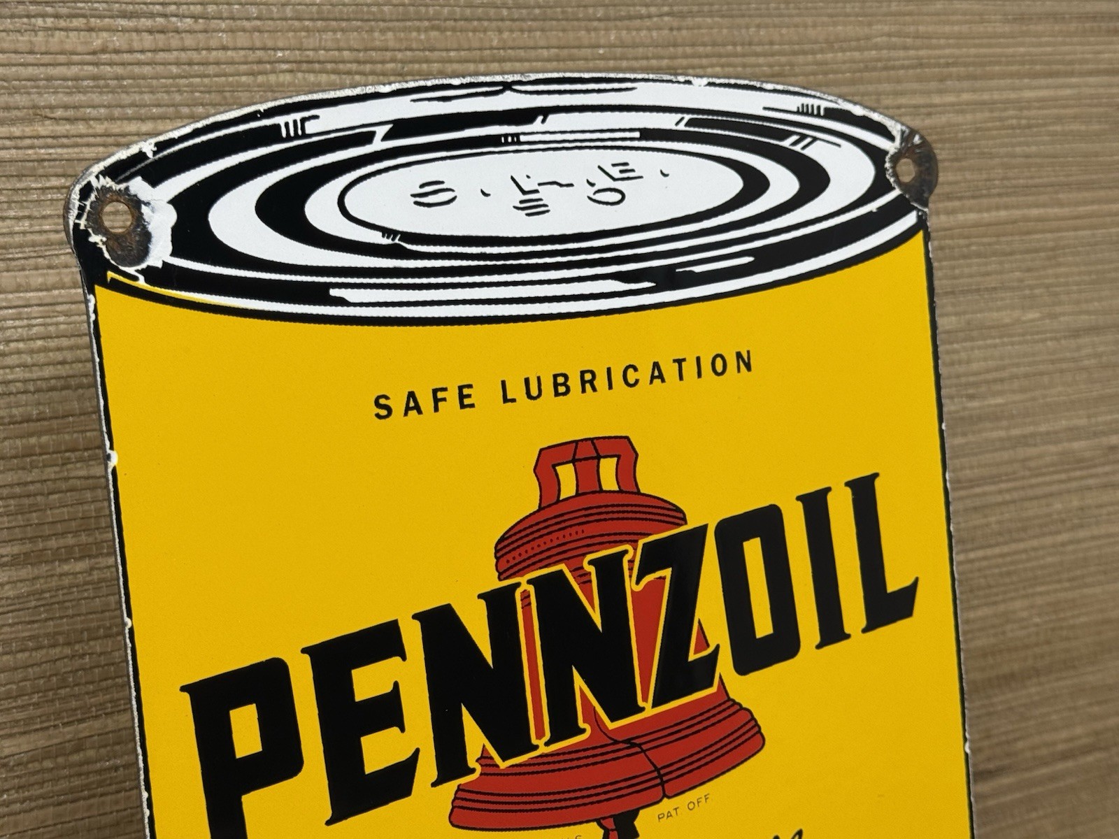 VINTAGE PENNZOIL MOTOR OIL PORCELAIN SIGN GASOLINE SERVICE STATION PUMP PLATE