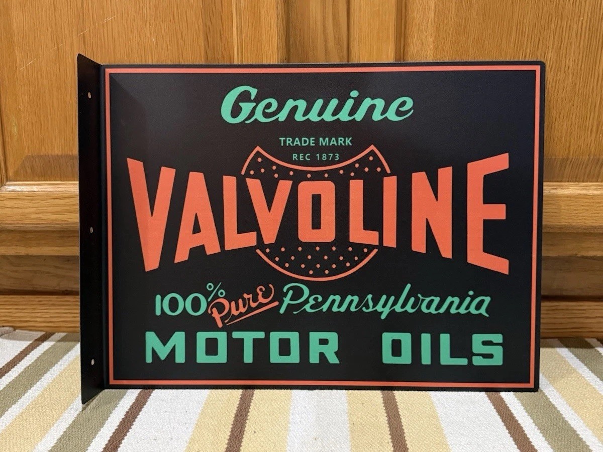 Valvoline Motor Oil Flange Sign PA Metal Double Sided Vintage Style Wall Decor