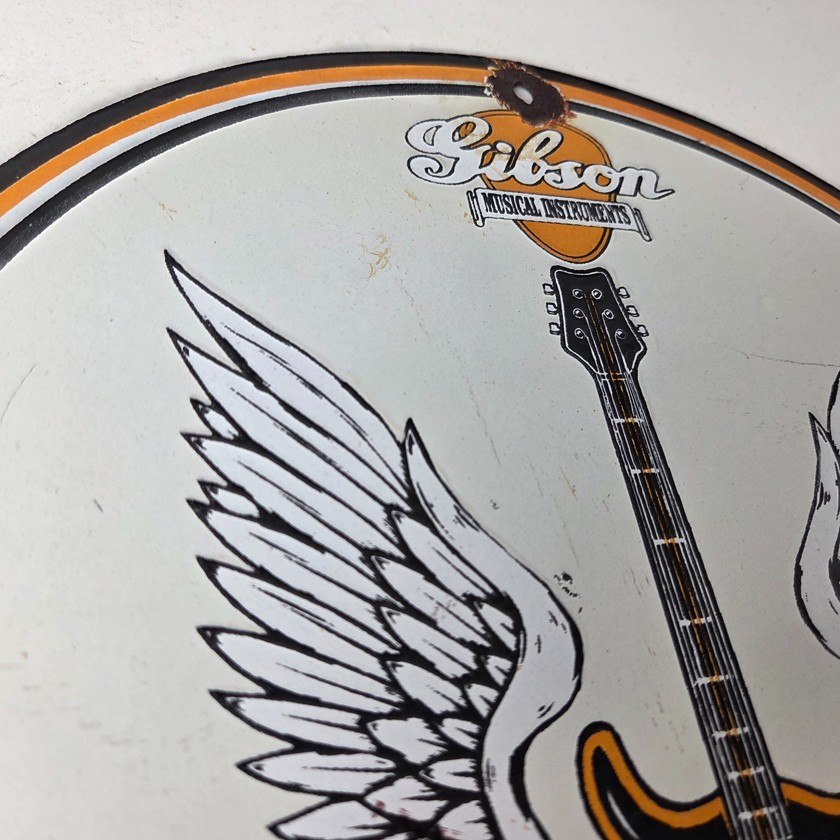 Vintage Gibson Guitars – Acoustic Electric Bass Store Porcelain Gas Station Sign