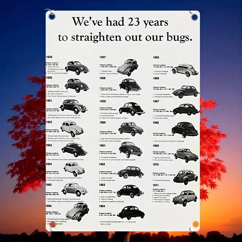 NEW Volkswagen History Sign 1949-1971 New Metal