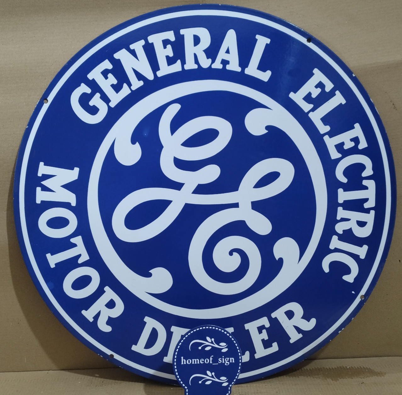 General Electric Motor Dealer Porcelain Enamel Sign 30 X 30 Inches 1 sides