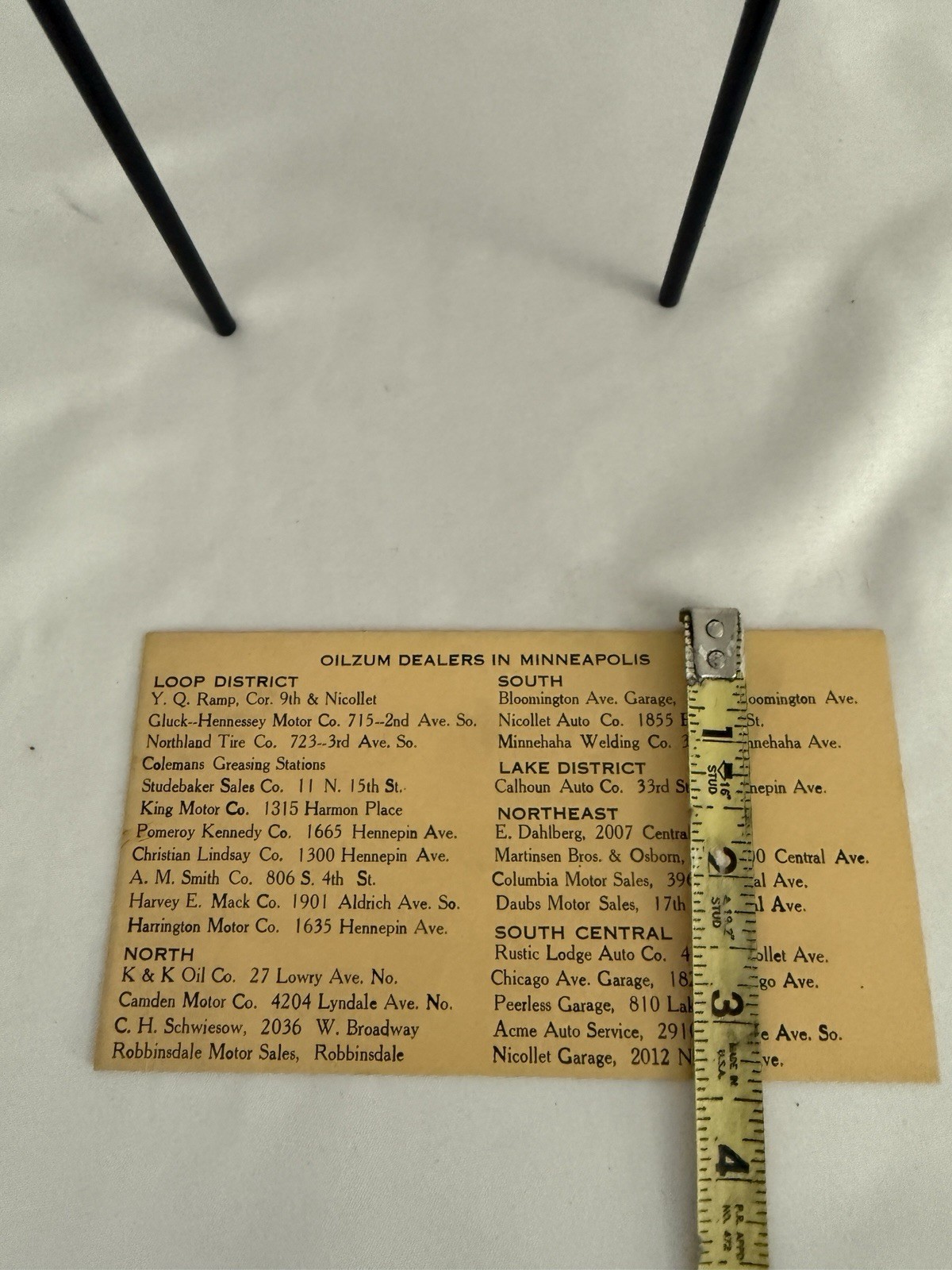 Vintage OILZUM Motor Oil Dealers in Minneapolis 3.5″ x 6″ Card AD