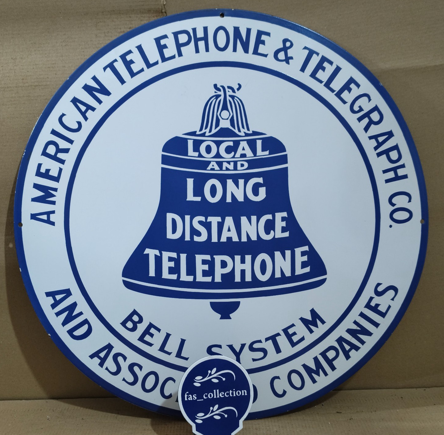 American Telephone & Telegraph Co. Porcelain Enamel Sign 30 x 30 Inches 1 Sided