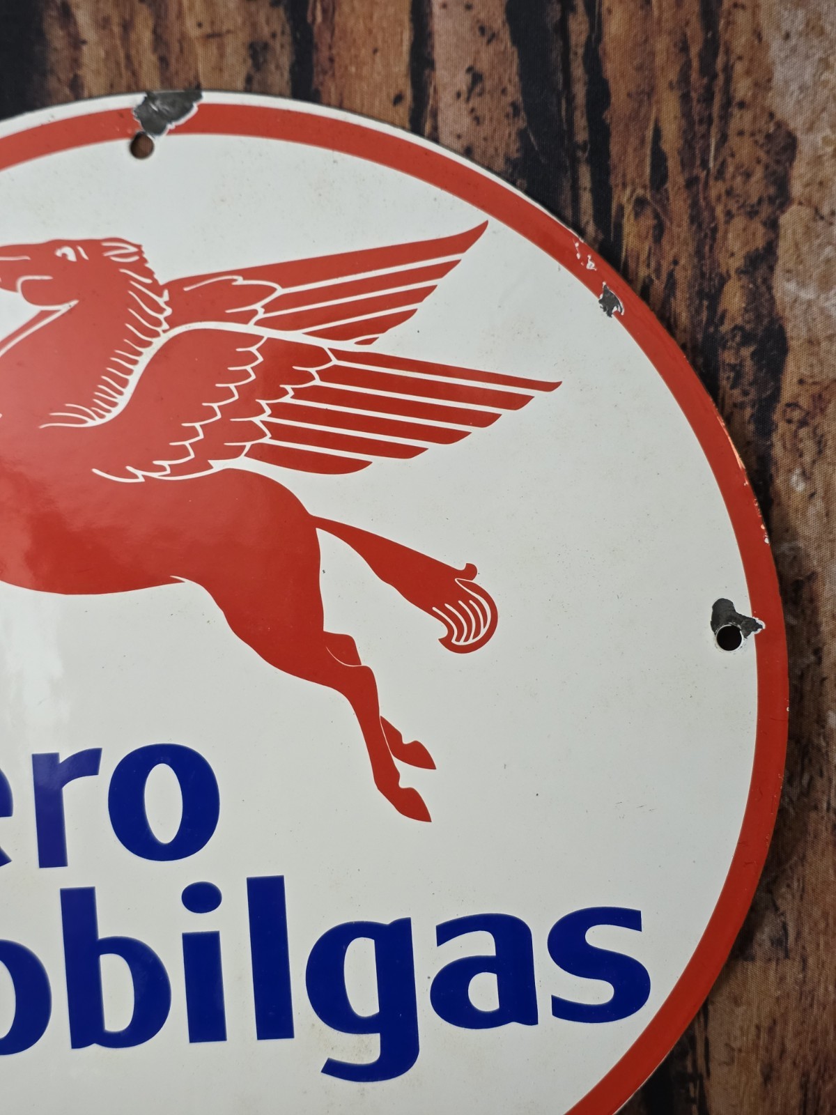 VINTAGE AERO MOBILGAS PORCELAIN SIGN 12″
