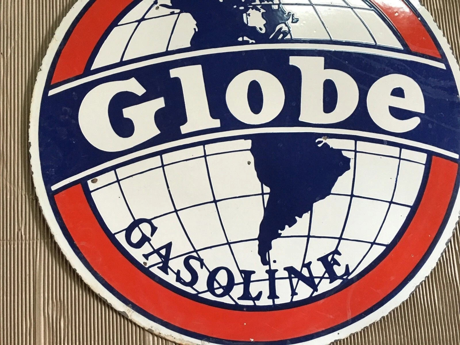 PORCELIAN GLOBE ENAMEL SIGN SIZE 30X30 INCHES DOUBLE SIDED