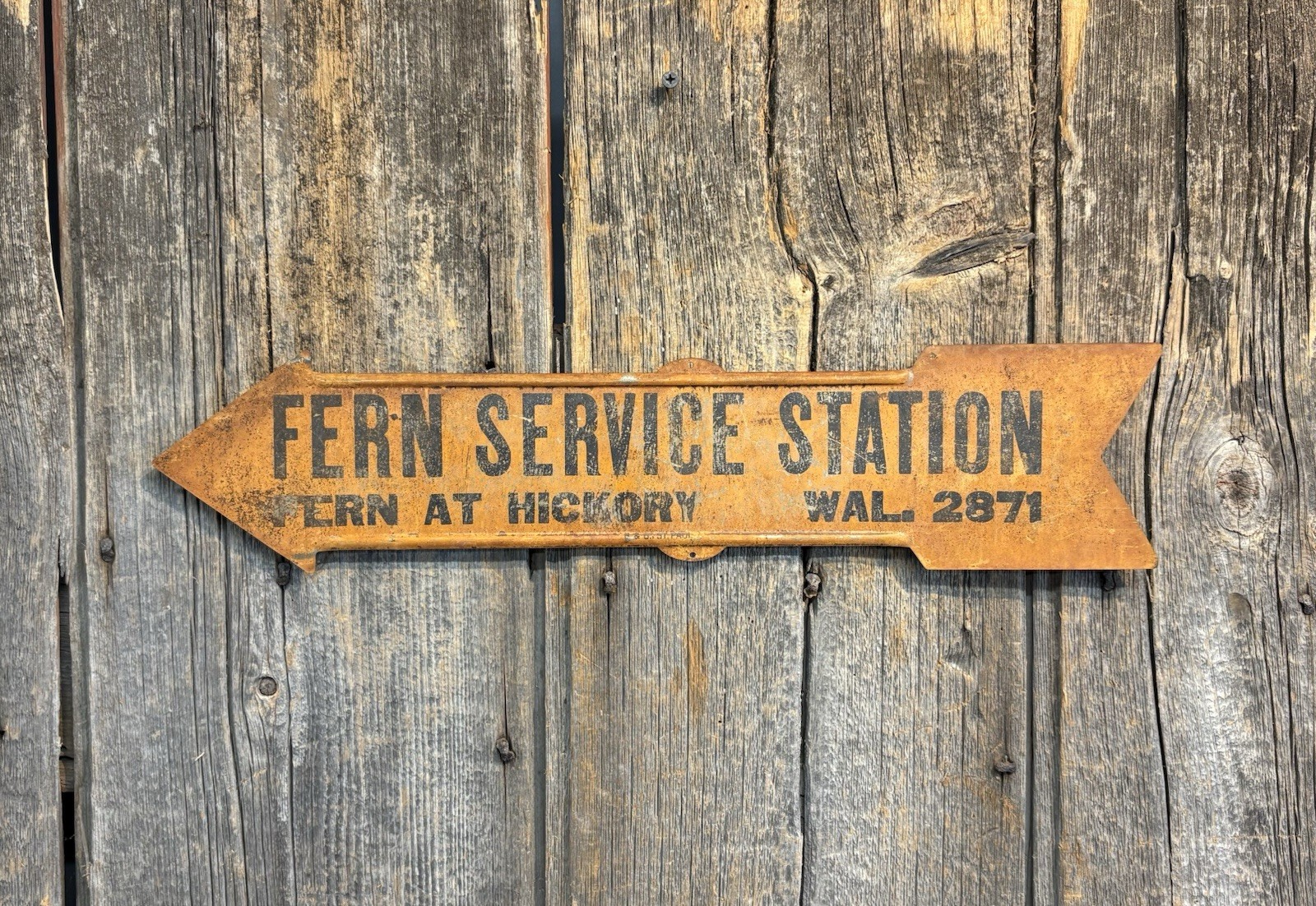Vintage Original FERN Service Station Gas Station Arrow Sign Amazing Patina