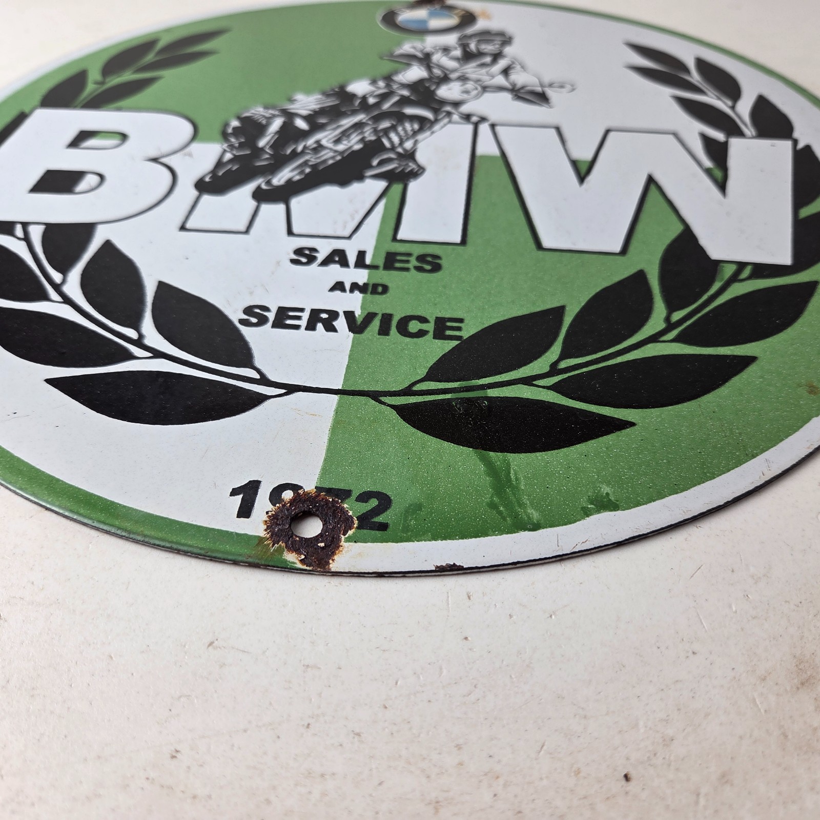 Vintage BMW Sign – Porcelain Motorcycle Gas Pump Service Auto Sign