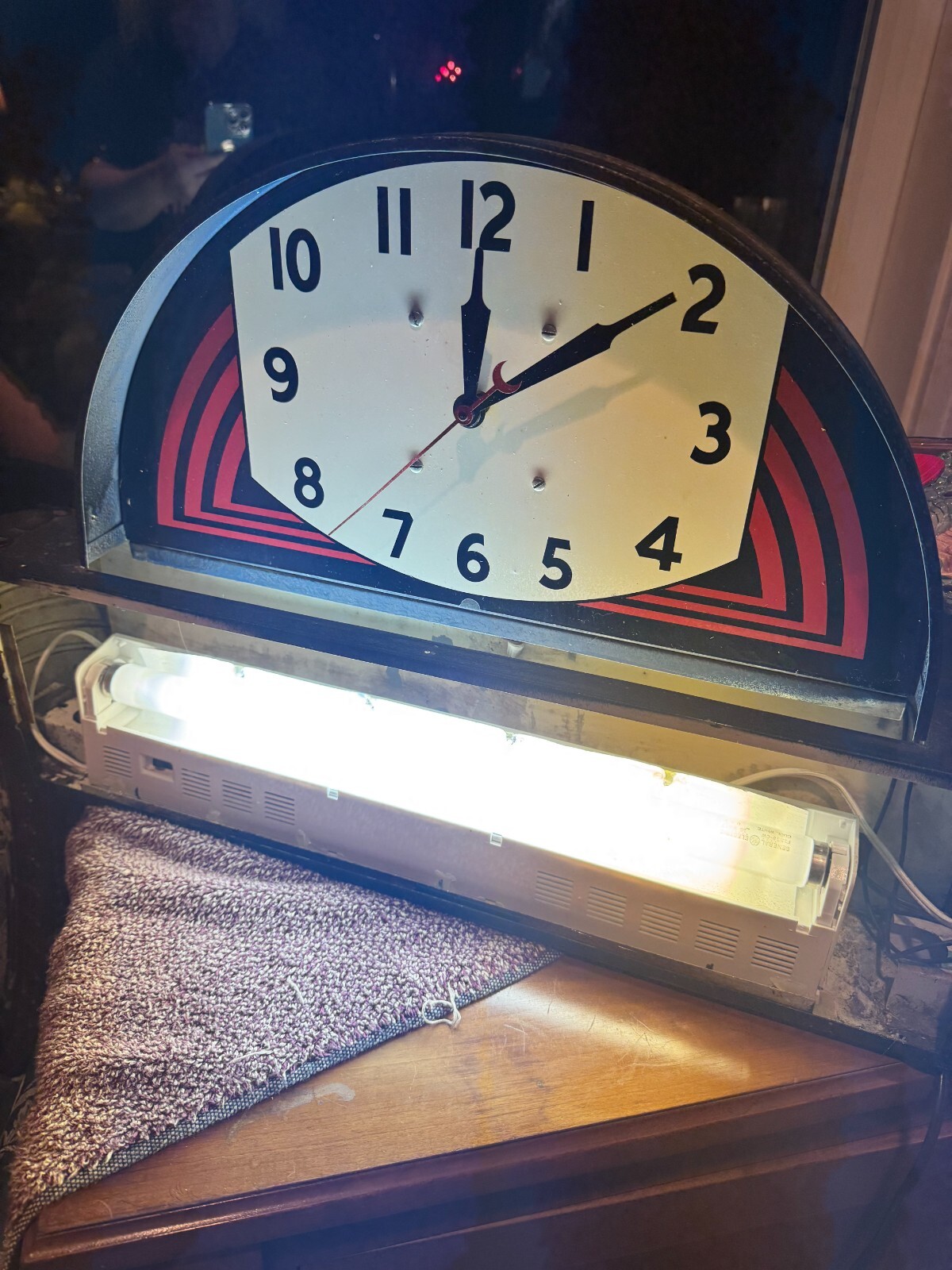 Vintage 1940s PASTIME CLUB Champion Spark Plug Art Deco Clock Light