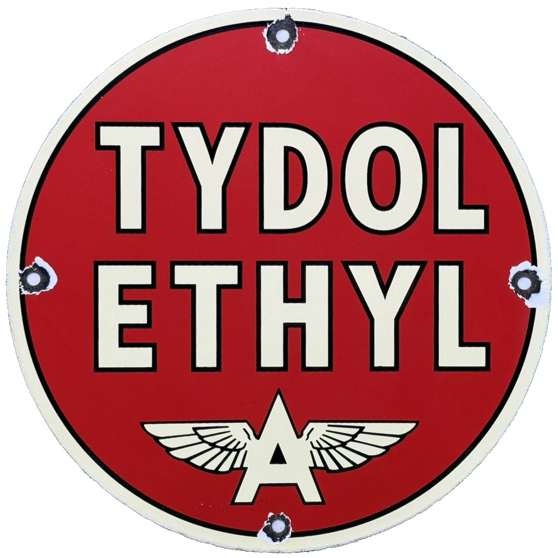 VINTAGE TYDOL FLYING A GASOLINE PORCELAIN SIGN MOTOR OIL GAS STATION PUMP PLATE