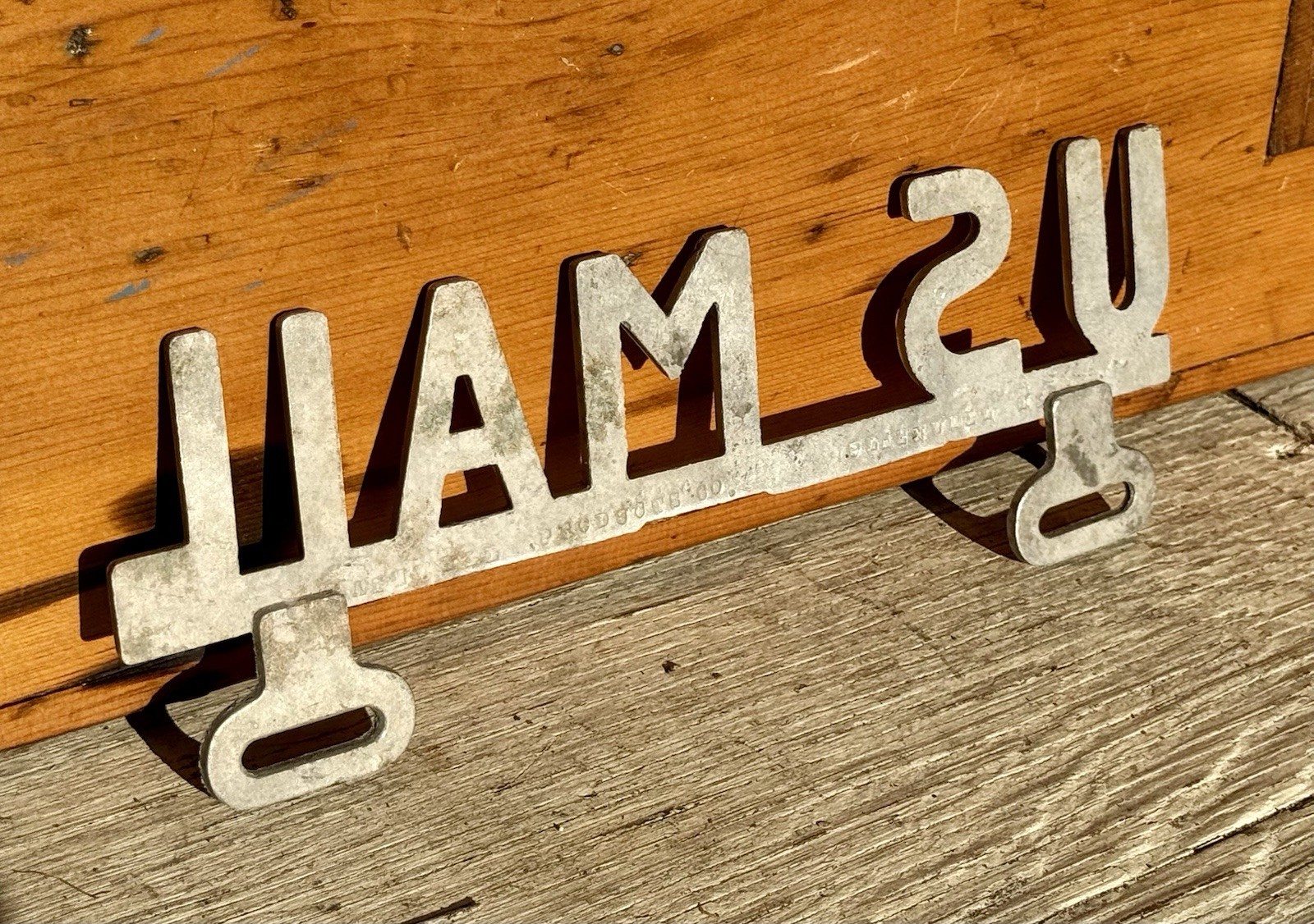 Rare Vtg US MAIL post office postal service CAR Plate TOPPER DELIVERY METAL SIGN