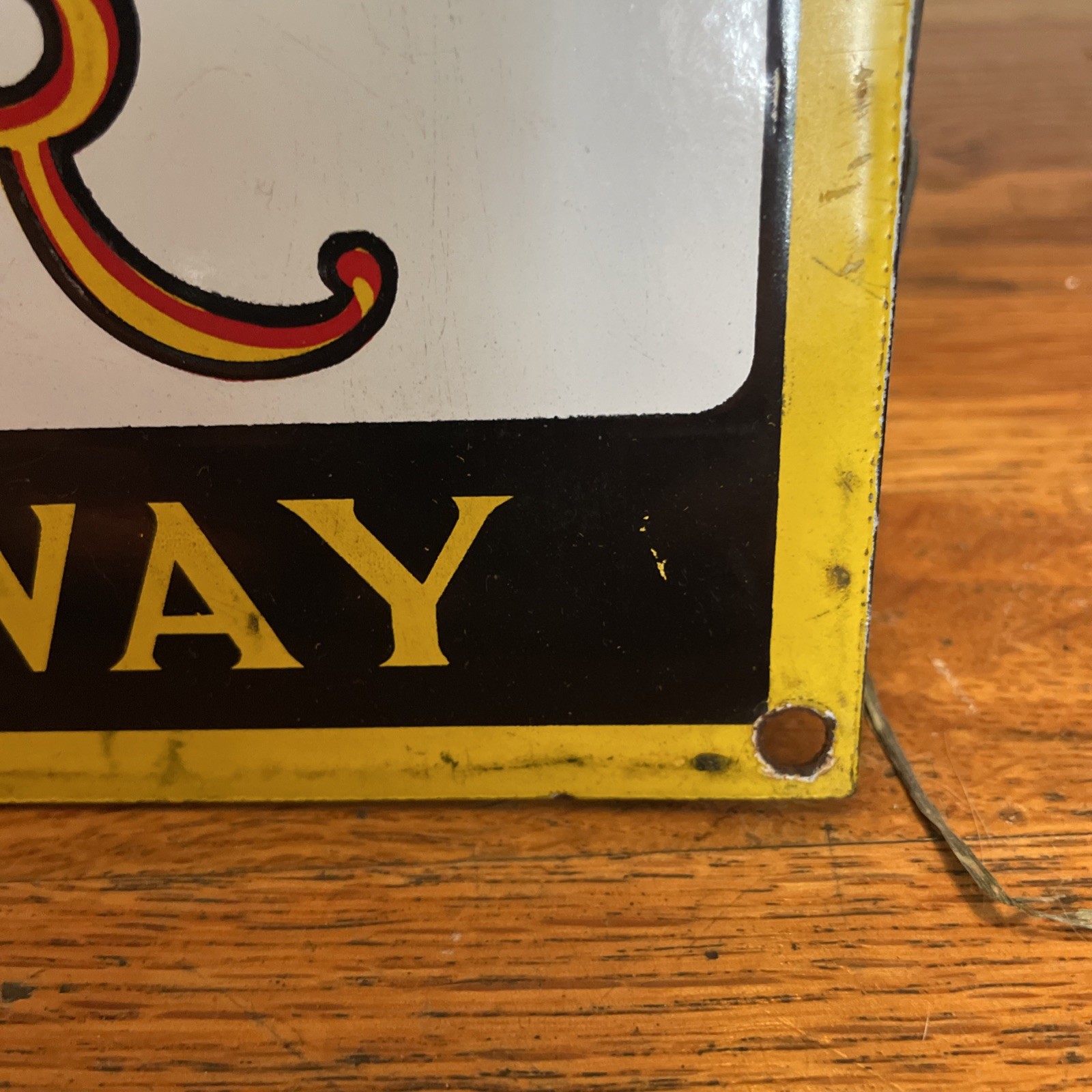 True Vintage Antique Yellow Cab Cigar 5 Cent Porcelain Steel Sign 18” Tobacciana