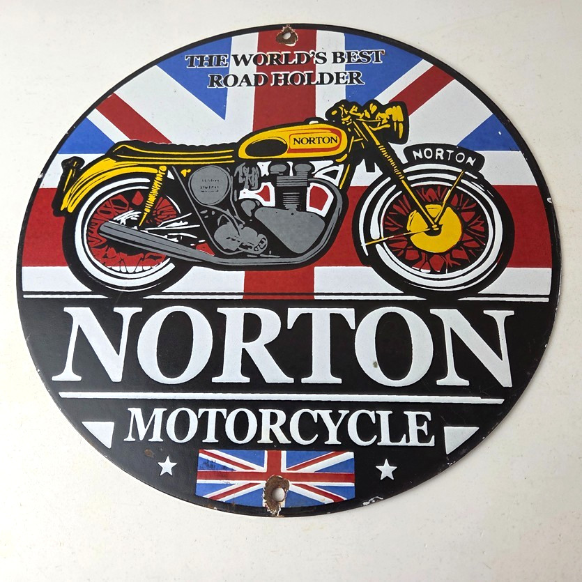 Vintage Norton Motorcycles Sign – Porcelain Automobiles Mechanic Gas Pump Sign