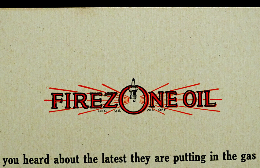 1930’s FIREZONE OIL Vintage MILLER OILS Gas Station ADVERTISING POSTER Sign