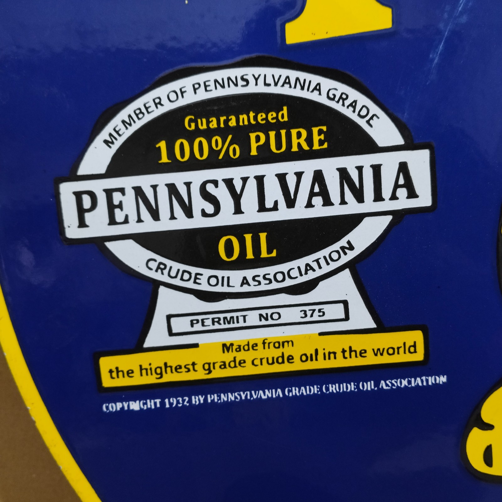 Power lube Motor Oil Porcelain Enamel Sign 30 X 30 Inches 1 sides