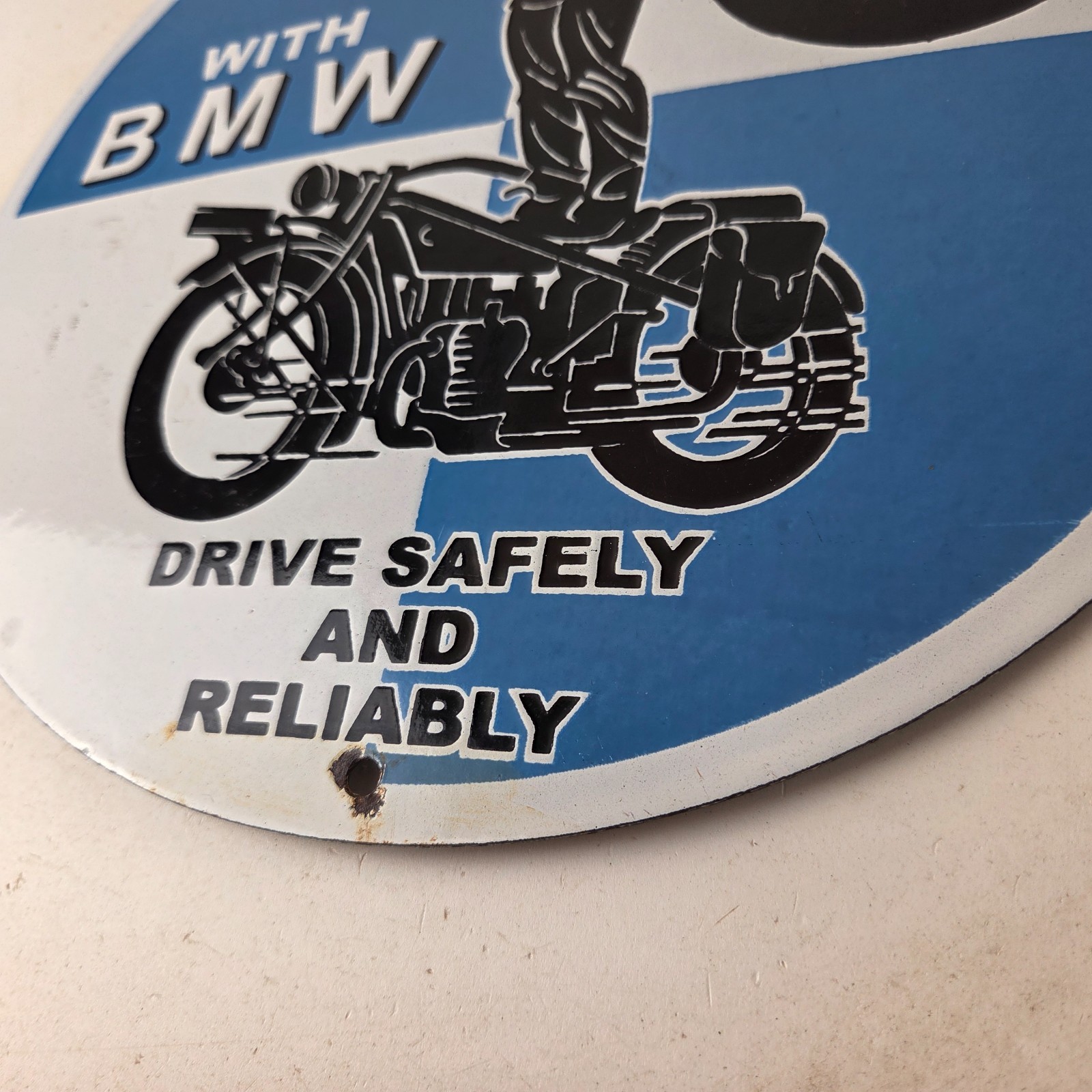Vintage BMW Sign – Porcelain Metal Motorcycle Gas Pump Service Auto Sign
