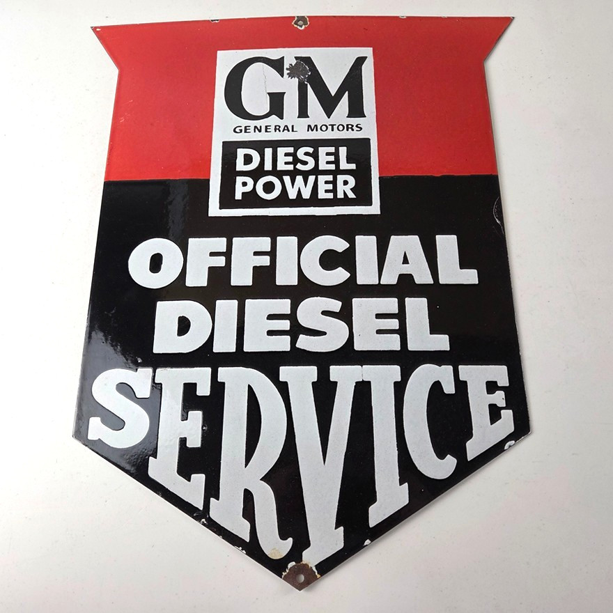 Vintage General Motors Sign – Automobiles Diesel Trucks Porcelain Gas Pump Sign