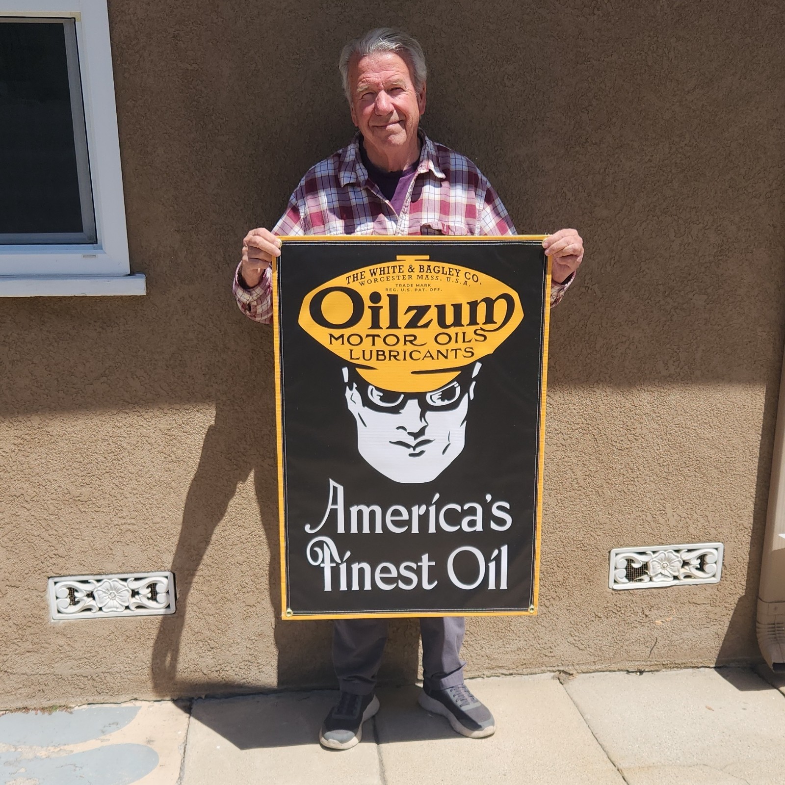 Oilzum Advertising Sign Gas & Oil Theme Black Yellow White 24×36 Motor Oils