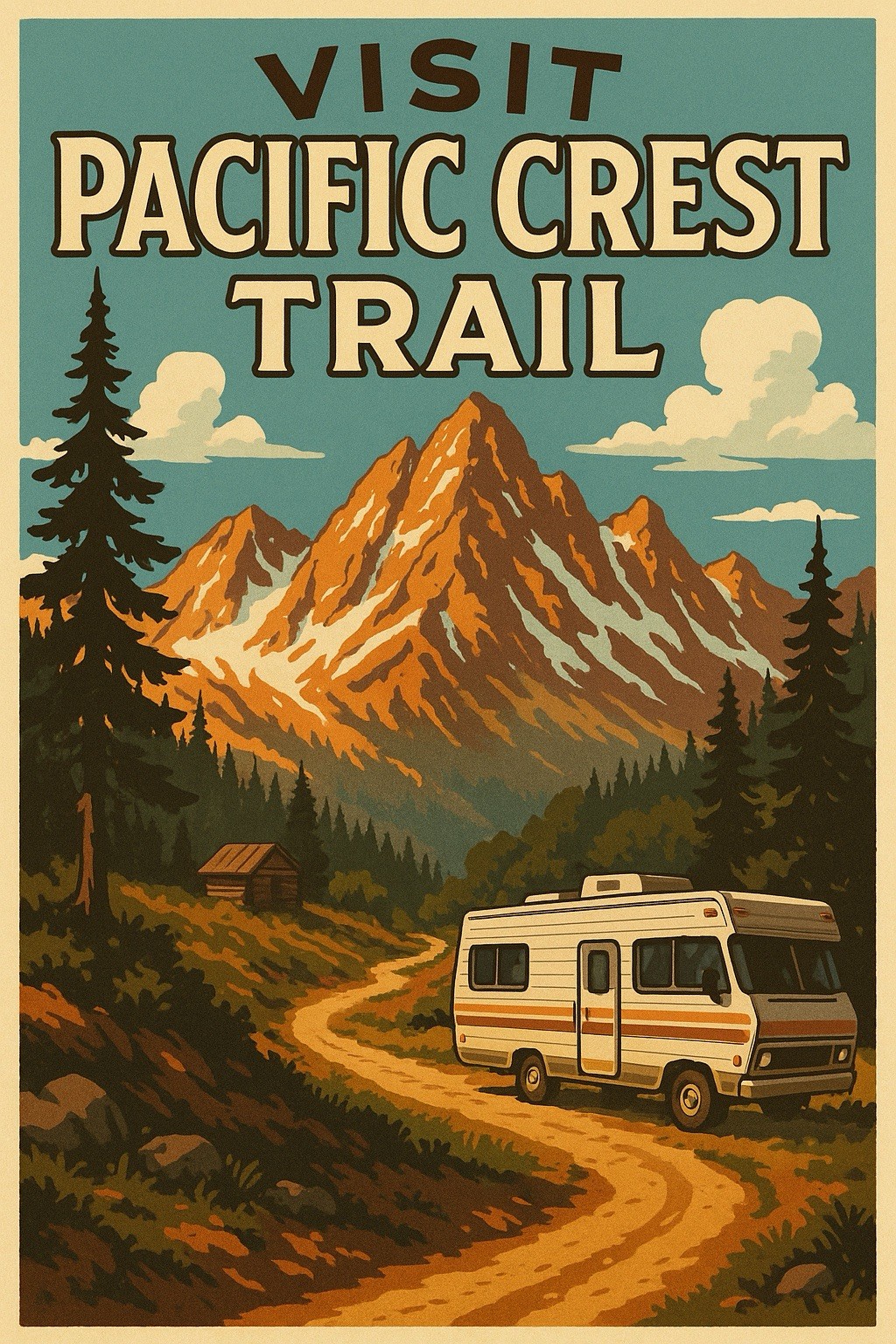 Pacific Crest Trail National Park Vintage Postcard Style Sign Advertising