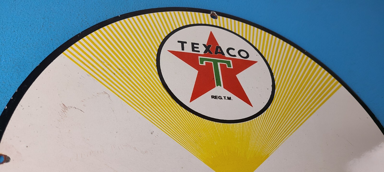 Vintage Texaco Gasoline Sign – 12″ Fuel Chief 1 Gas Pump Plate Porcelain Sign