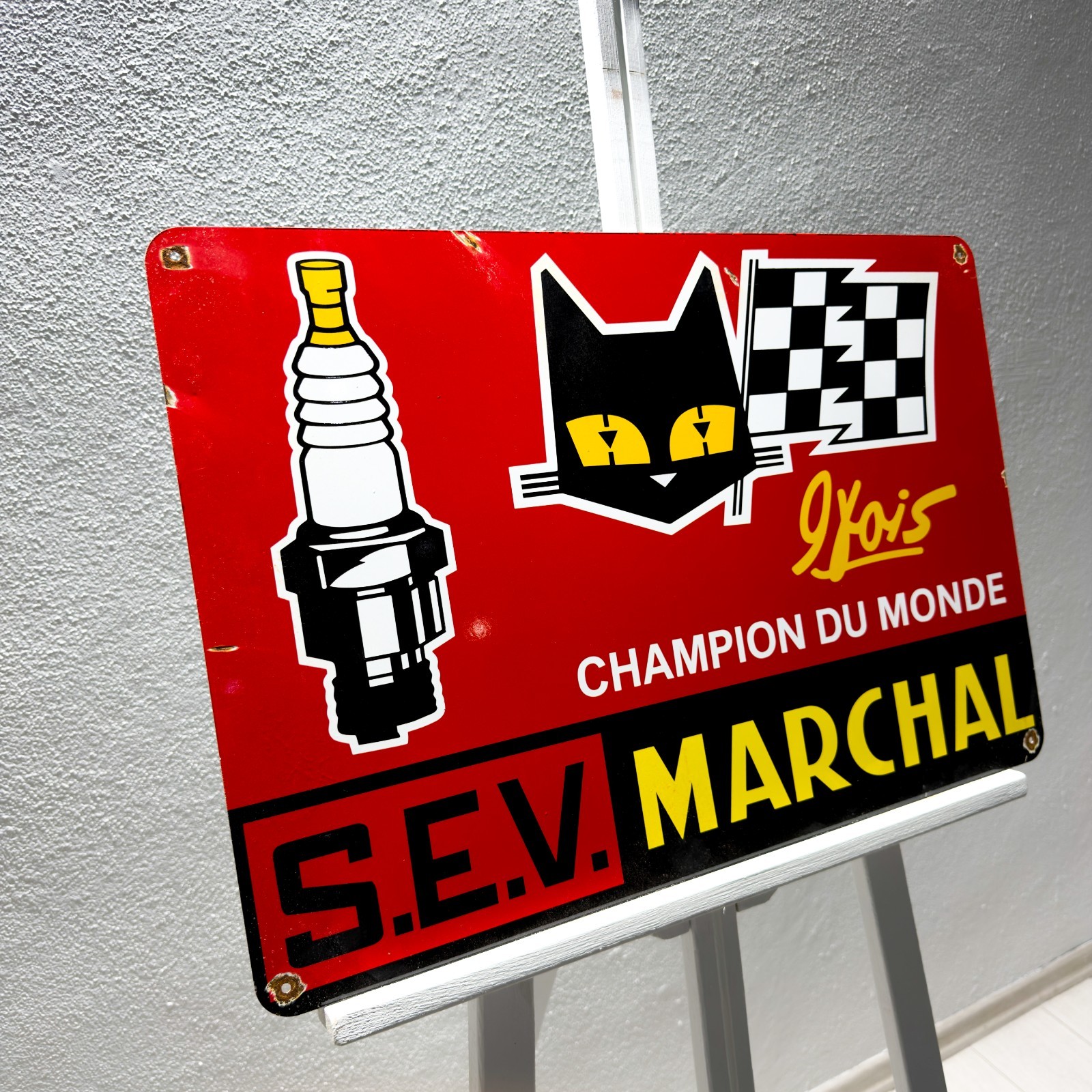 Vintage Rusty S.E.V. Marchal Champion du MondeMetal Sign–60×40 cm (23.6” × 15.7)