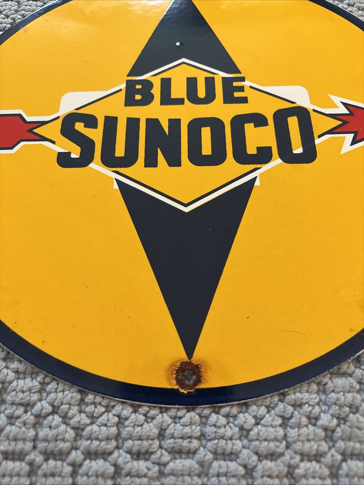 Sunoco Motor Oils Porcelain Sign – Gasoline Advertising Gas Pump 12” A1