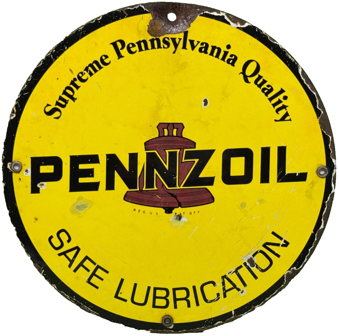 VINTAGE PENNZOIL MOTOR OIL PORCELAIN SIGN GASOLINE SERVICE STATION PUMP PLATE