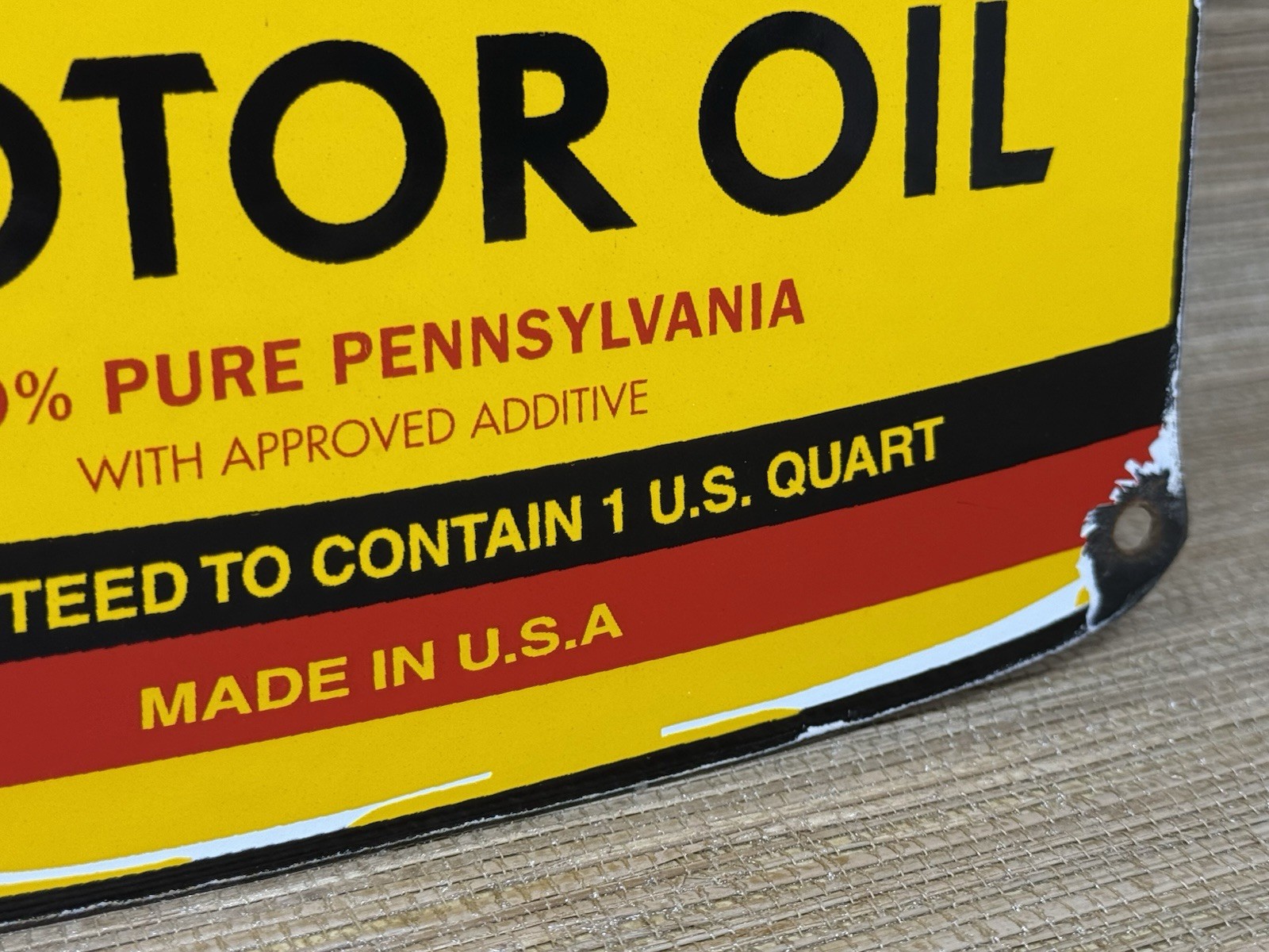 VINTAGE PENNZOIL MOTOR OIL PORCELAIN SIGN GASOLINE SERVICE STATION PUMP PLATE