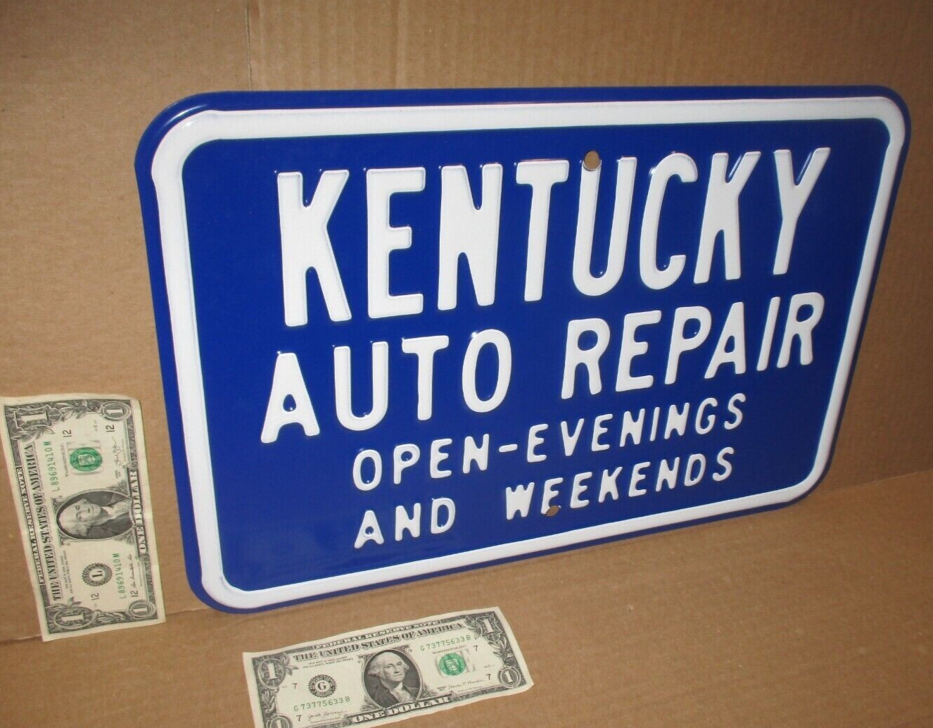 KENTUCKY AUTO REPAIR – Open Evenings & Weekends- Heavy Tin – CAR TRUCK – Ky Sign