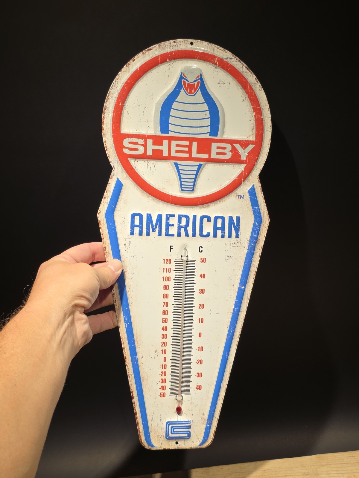 17.5 ” Metal Vintage Style Ford Shelby American Thermometer Sign