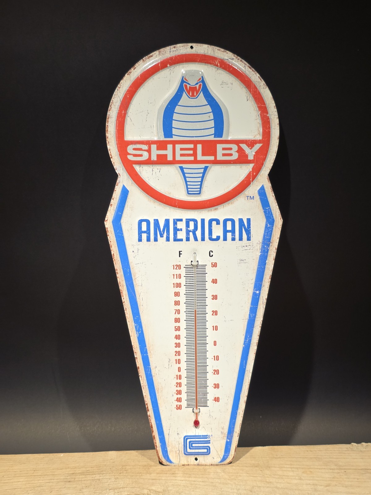 17.5 ” Metal Vintage Style Ford Shelby American Thermometer Sign