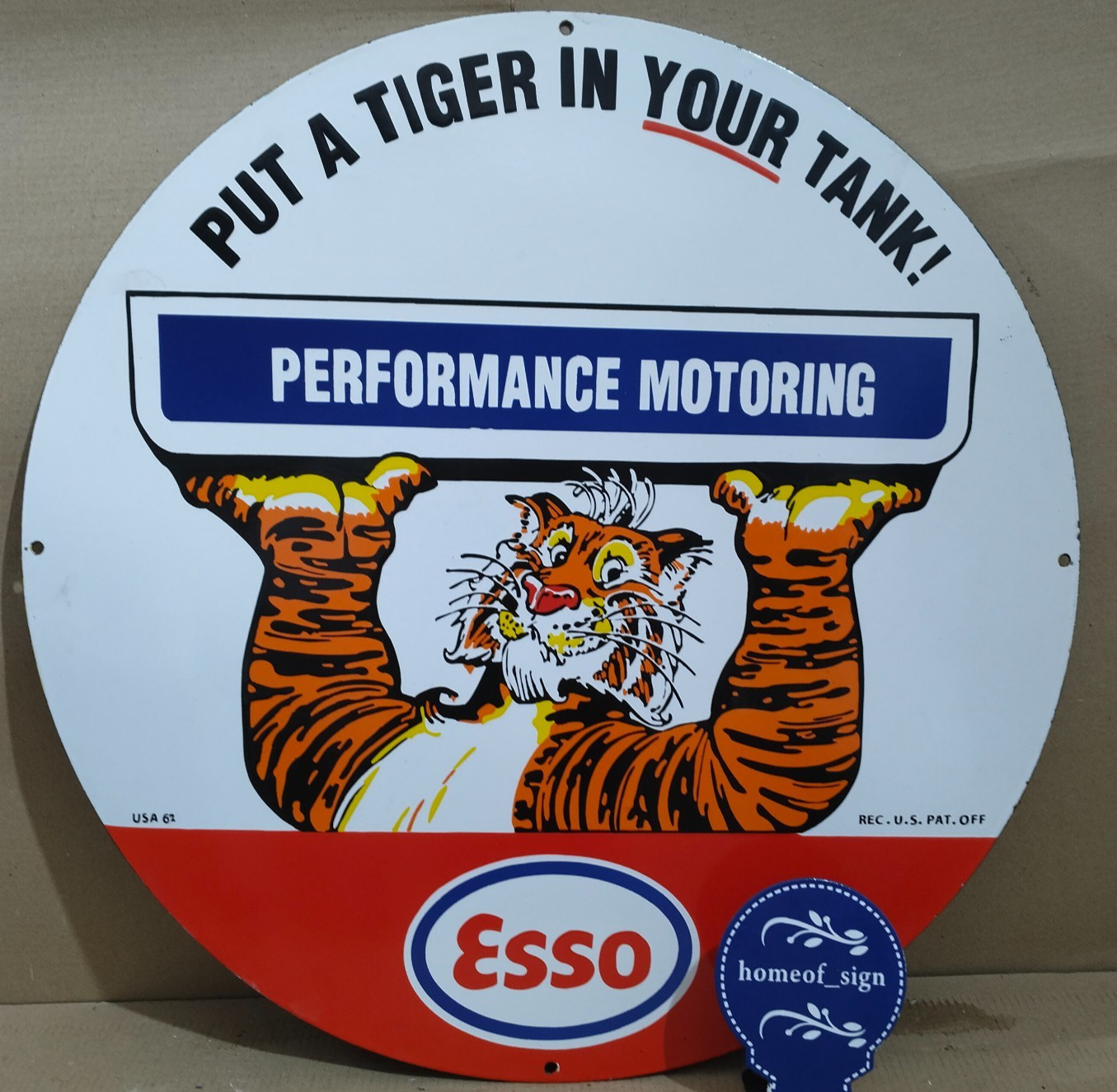 Esso Porcelain Enamel Sign 30 X 30 Inches 1 sides