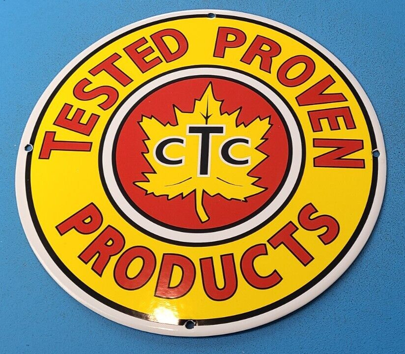 VINTAGE CTC TESTED GASOLINE PORCELAIN GAS MOTOR OIL SERVICE STATION PUMP SIGN