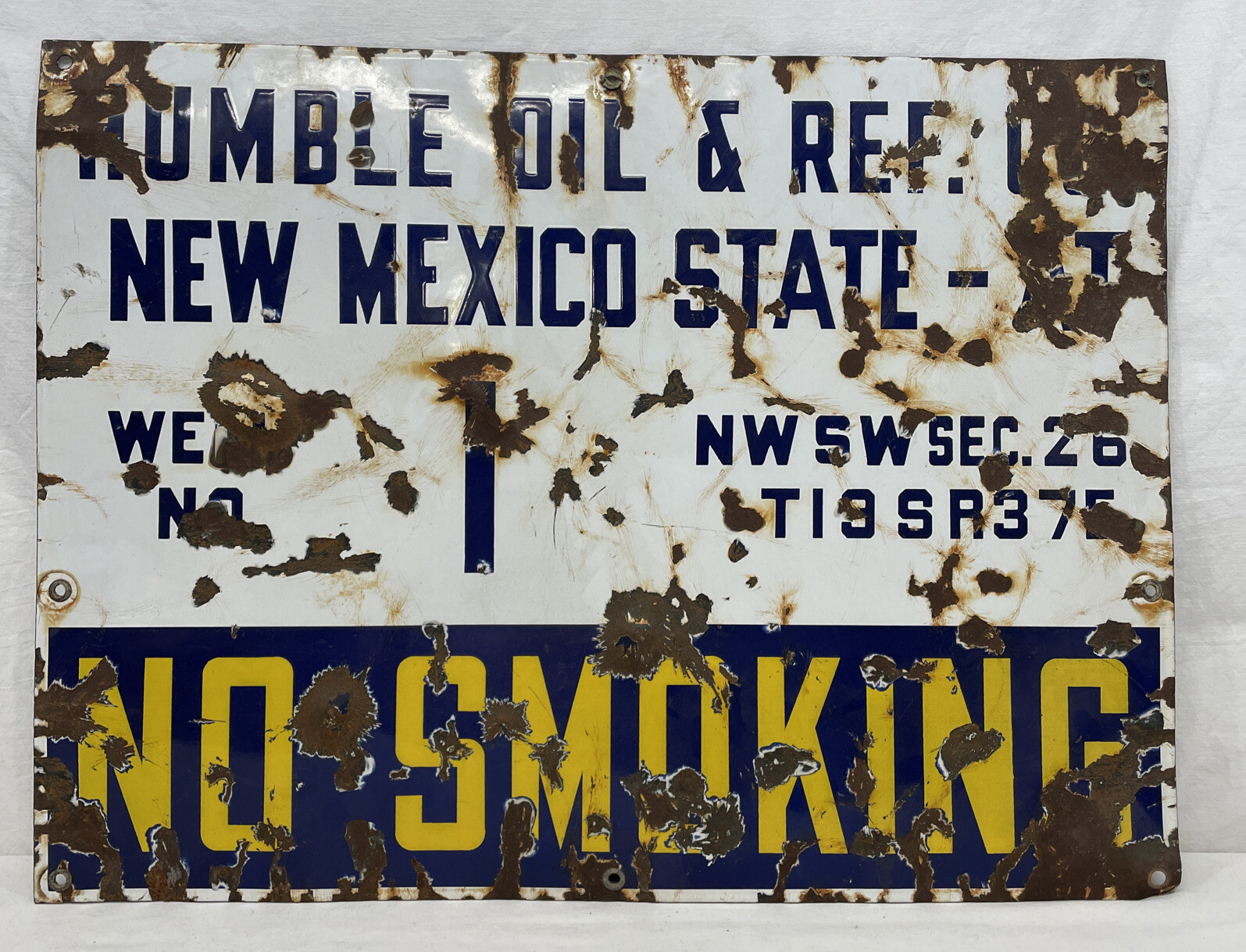 VINTAGE..PORCELAIN..HUMBLE OIL & REF. CO…OIL WELL LEASE SIGN RARE