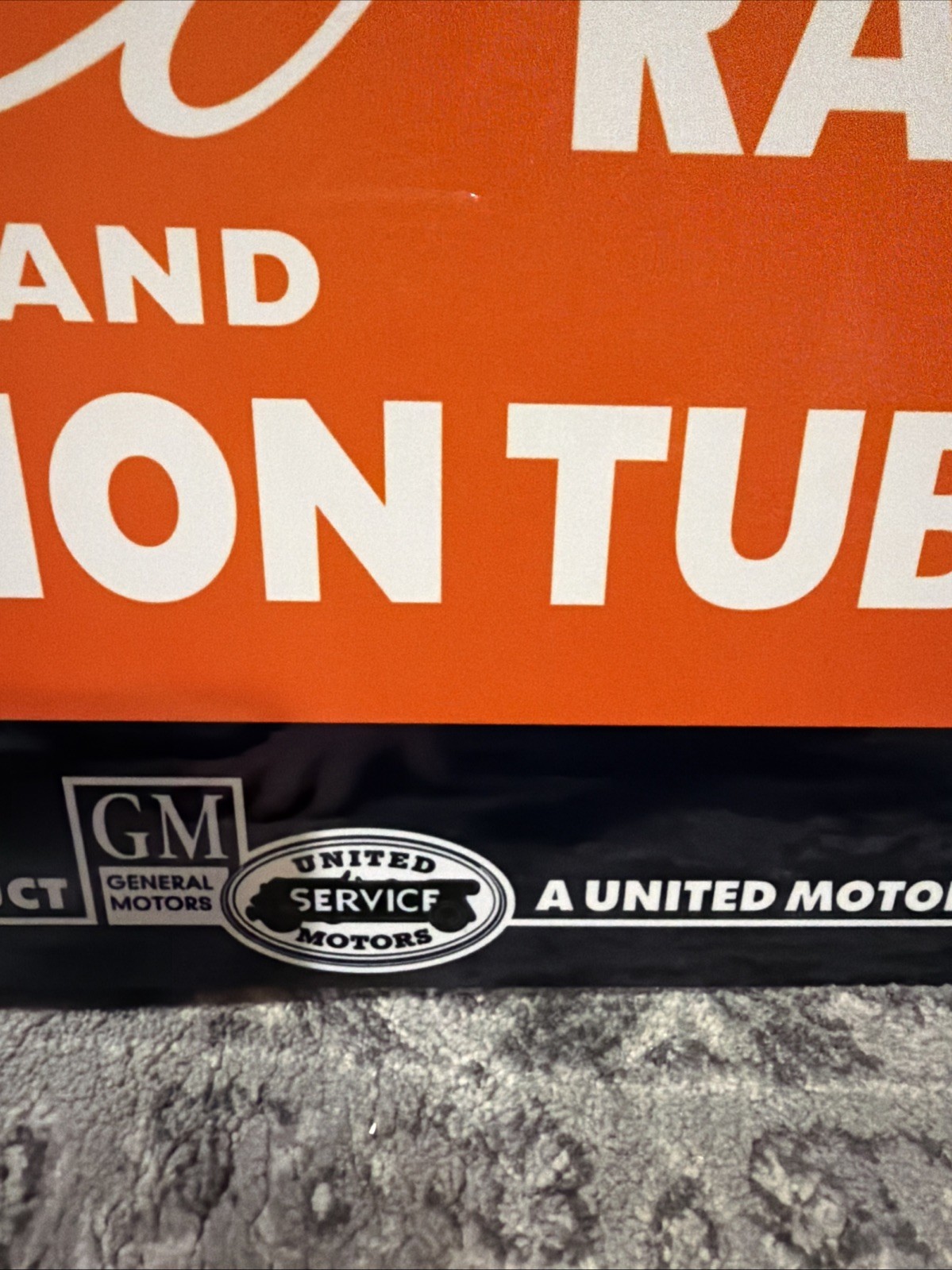 Vintage Style Delco Radio Gm United Service Motors Flange Advertising Sign