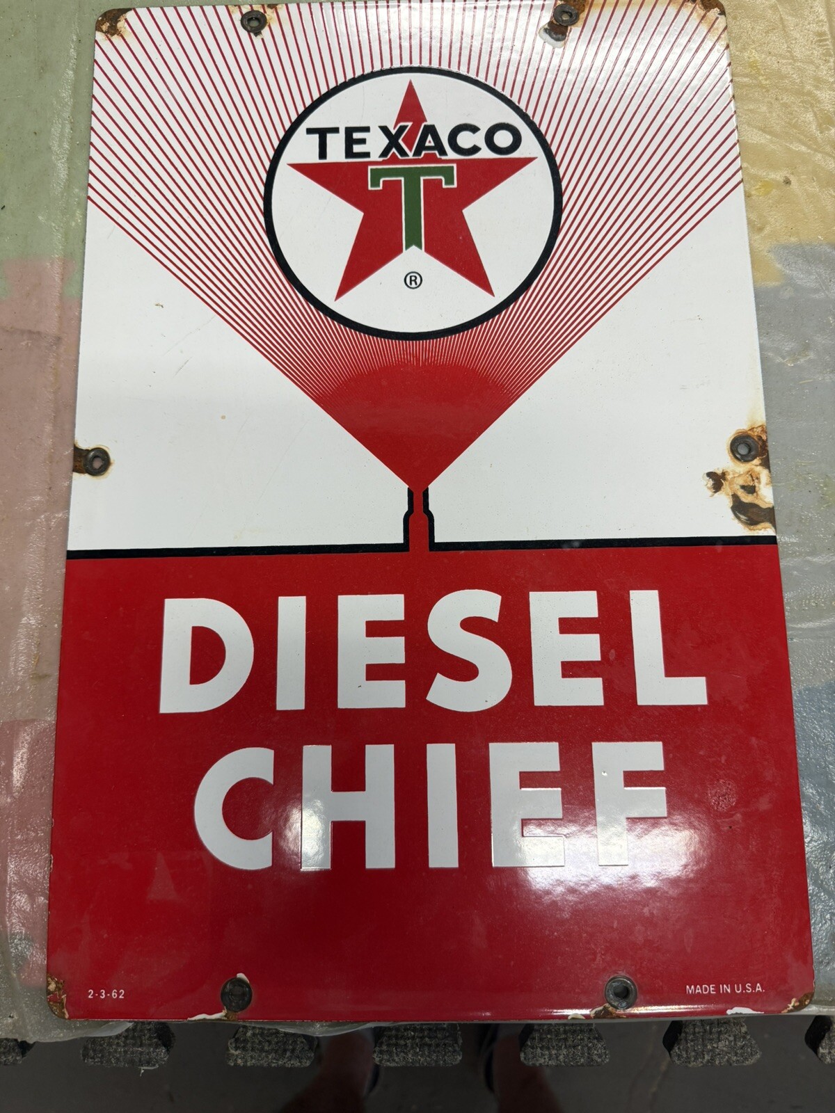 1962 Texaco Diesel Chief porcelain signs vintage