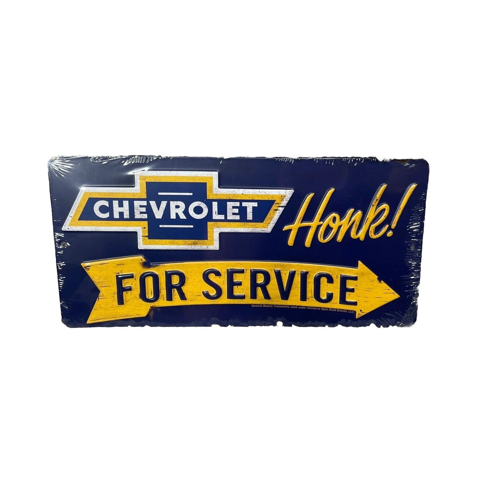 Chevrolet Metal Sign Honk For Service Arrow Tools Shop Vintage Style Wall Decor