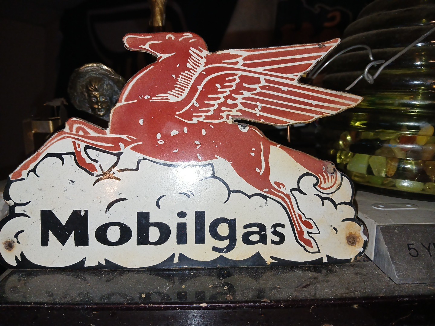 Vintage Mobil Gasoline Sign – Pegasus Motor Oil Gas Pump Station Porcelain Sign