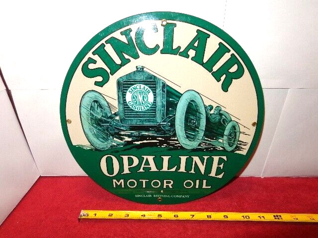 11 1/2 in SINCLAIR OPALINE MOTOR OIL ADVERTISING SIGN HEAVY METAL # S 132