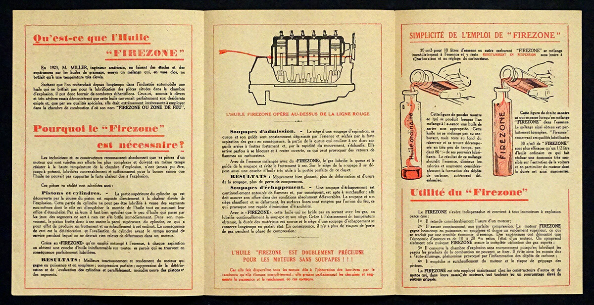 1930’s Vintage FIREZONE OIL Gas Station FRENCH ADVERTISING BROCHURE France