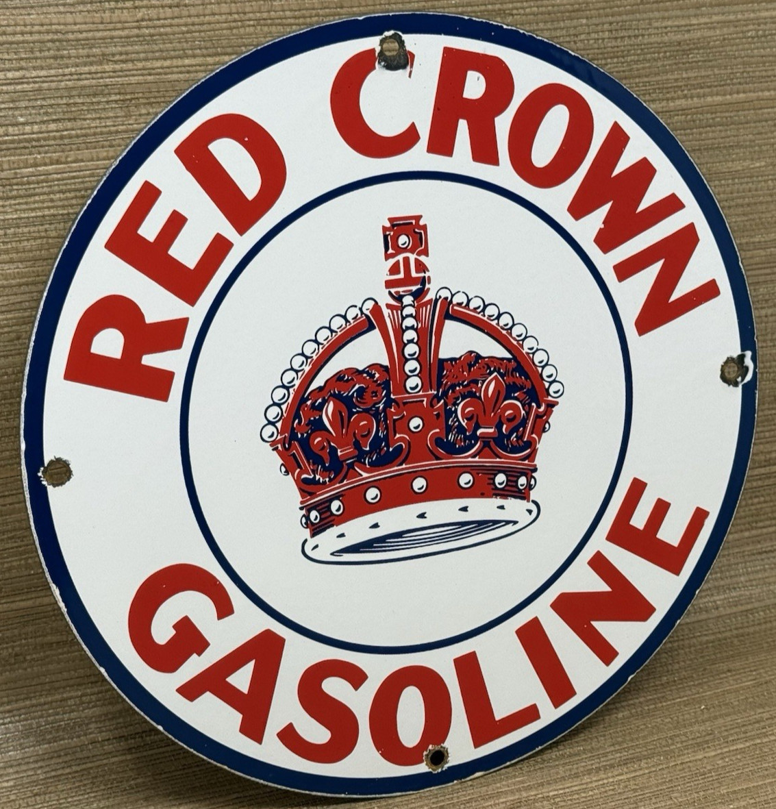 VINTAGE RED CROWN GASOLINE PORCELAIN SIGN STANDARD OIL GAS STATION PUMP PLATE