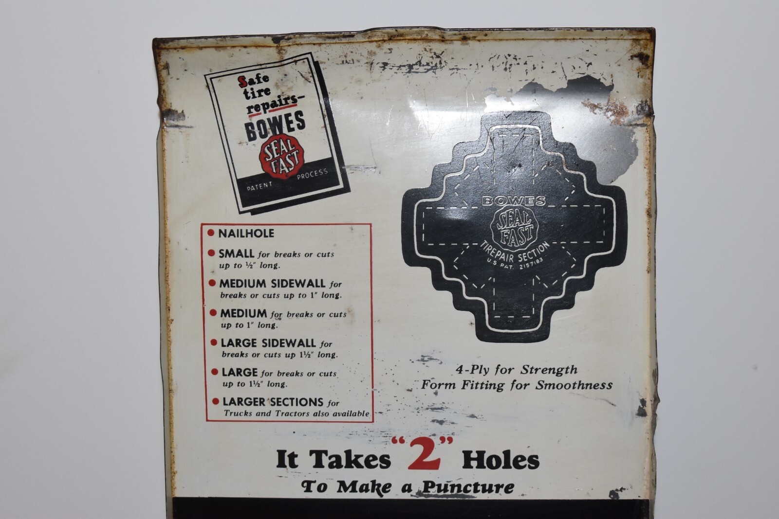 Vintage BOWES Gas Station Advertising TIREPAIR Tire Repair Cabinet Display
