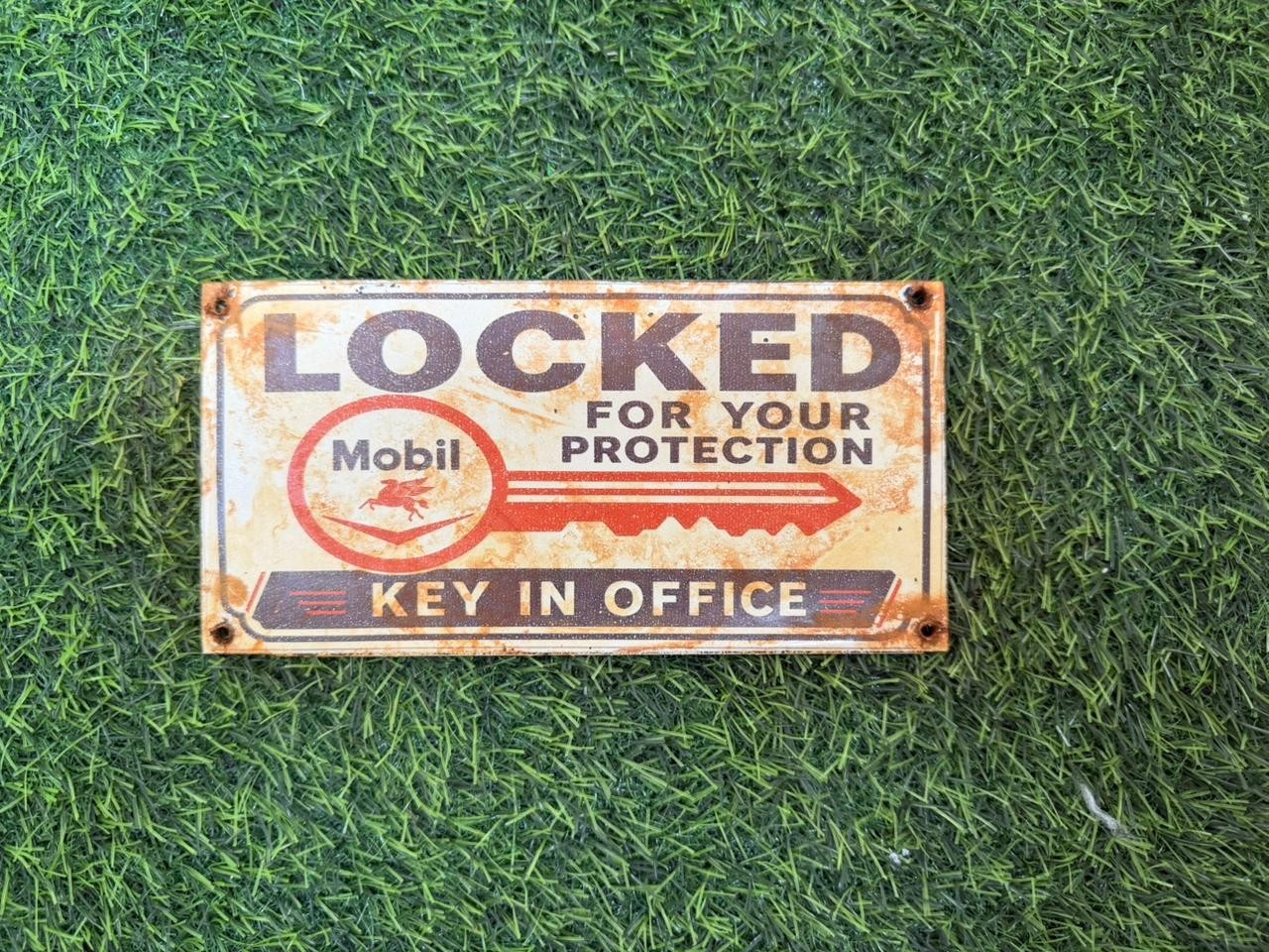 PORCELIAN MOBIL ENAMEL SIGN SIZE 8X4 INCHES
